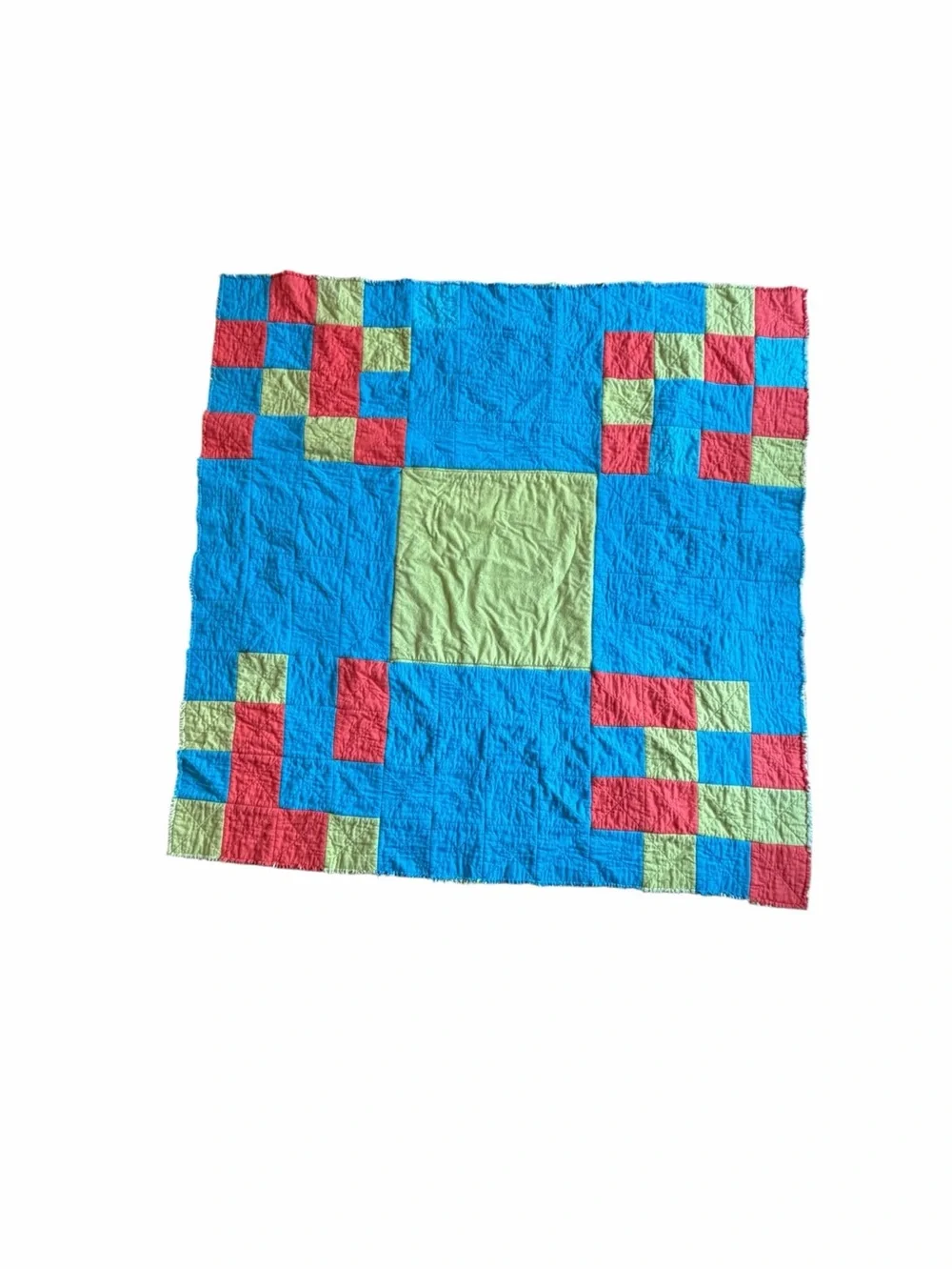 Handmade Laurel Burch “Wild Ones” Rag Quilt Throw 57” x 56” Vintage Cat Art